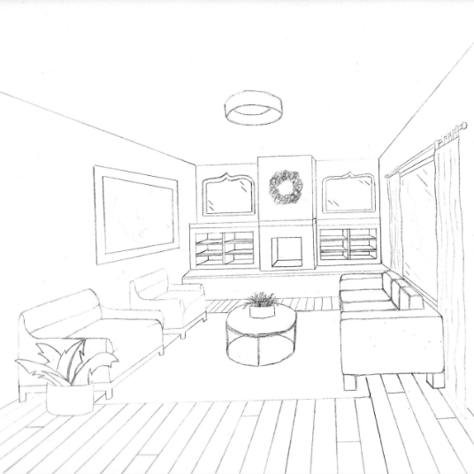 perspective drawing of a room